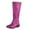 Red, variant on Mid Calf Riding Boots for Women Vintage Waterproof Leather Chunky Heel Round Toe Zipper Winter Warm Long Booties