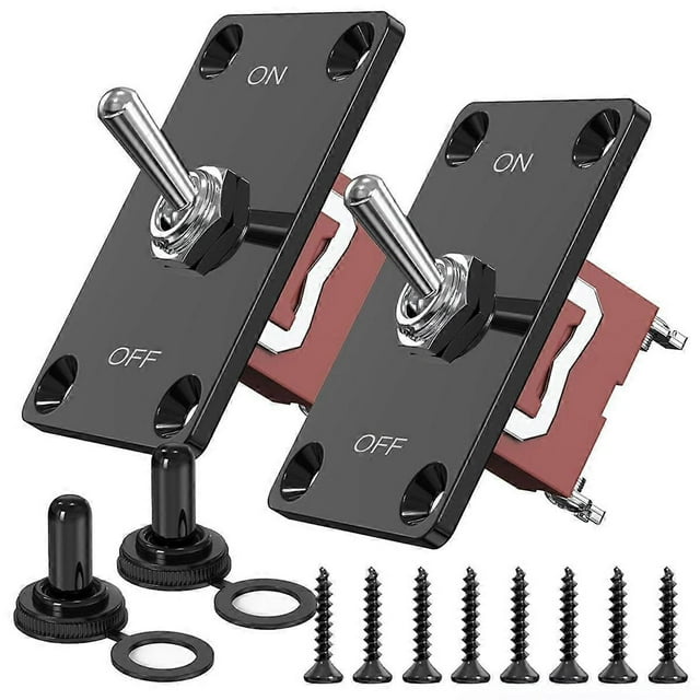 Heavy Duty Toggle Switch 12v,2Pc 2Pin Waterproof SPST Marine on Off Switch with Mounting Panel 30A for Marine Electrical