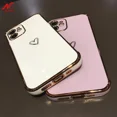 thumbnail image 2 of Bonita funda de TPU suave chapada en oro con forma de corazón para iPhone 16, 15, 11, 12, 13 Pro Max, 14, 16 Plus, X, Xs, Xr, 13 Mini, funda a prueba de golpes con airbag, 2 of 5