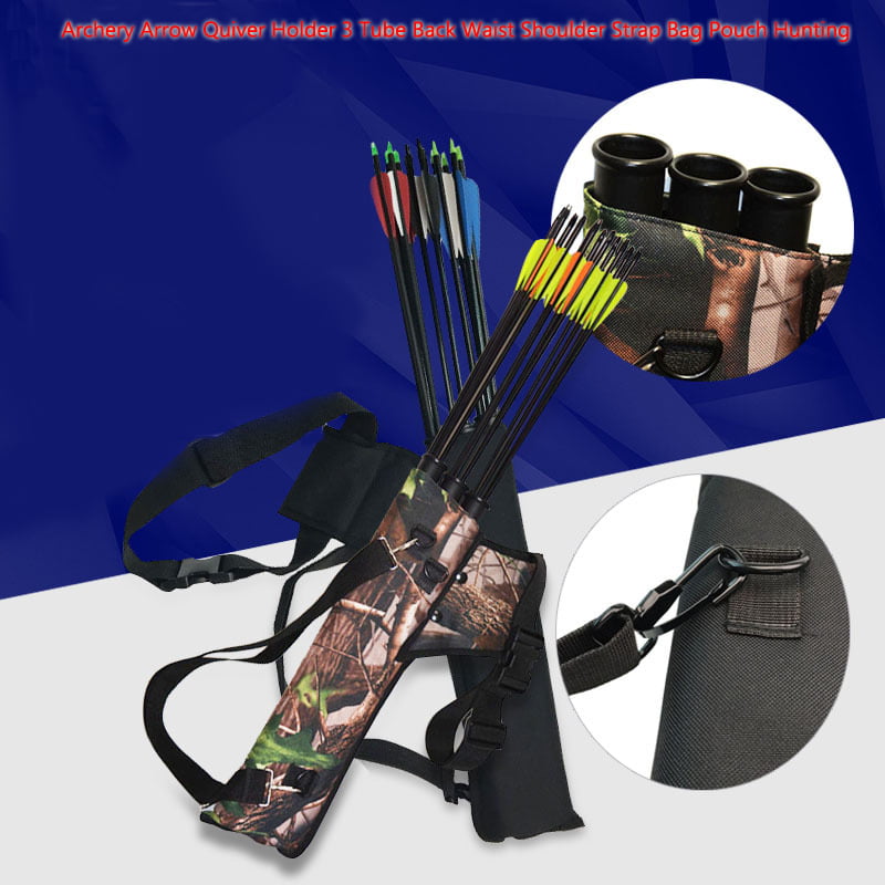 Archery Arrow Quiver 3 Tube Back Waist Shoulder Strap Bag Pouch Hunting A2 