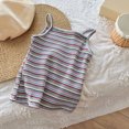 thumbnail image 2 of Kaemgyyd Toddler Girls Tank Top Cute Stripe Spaghetti Strap Sleeveless T Shirt Cotton Stretch Summer Baby Clothes Outfit 1-9 T, 2 of 4