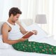 thumbnail image 5 of Fotbe Milk Tea Pantalones de Pijama para Hombre, Pantalones de Dormir, Pantalones de Casa con Cintura Ajustable y Bolsillos-Small, 5 of 6