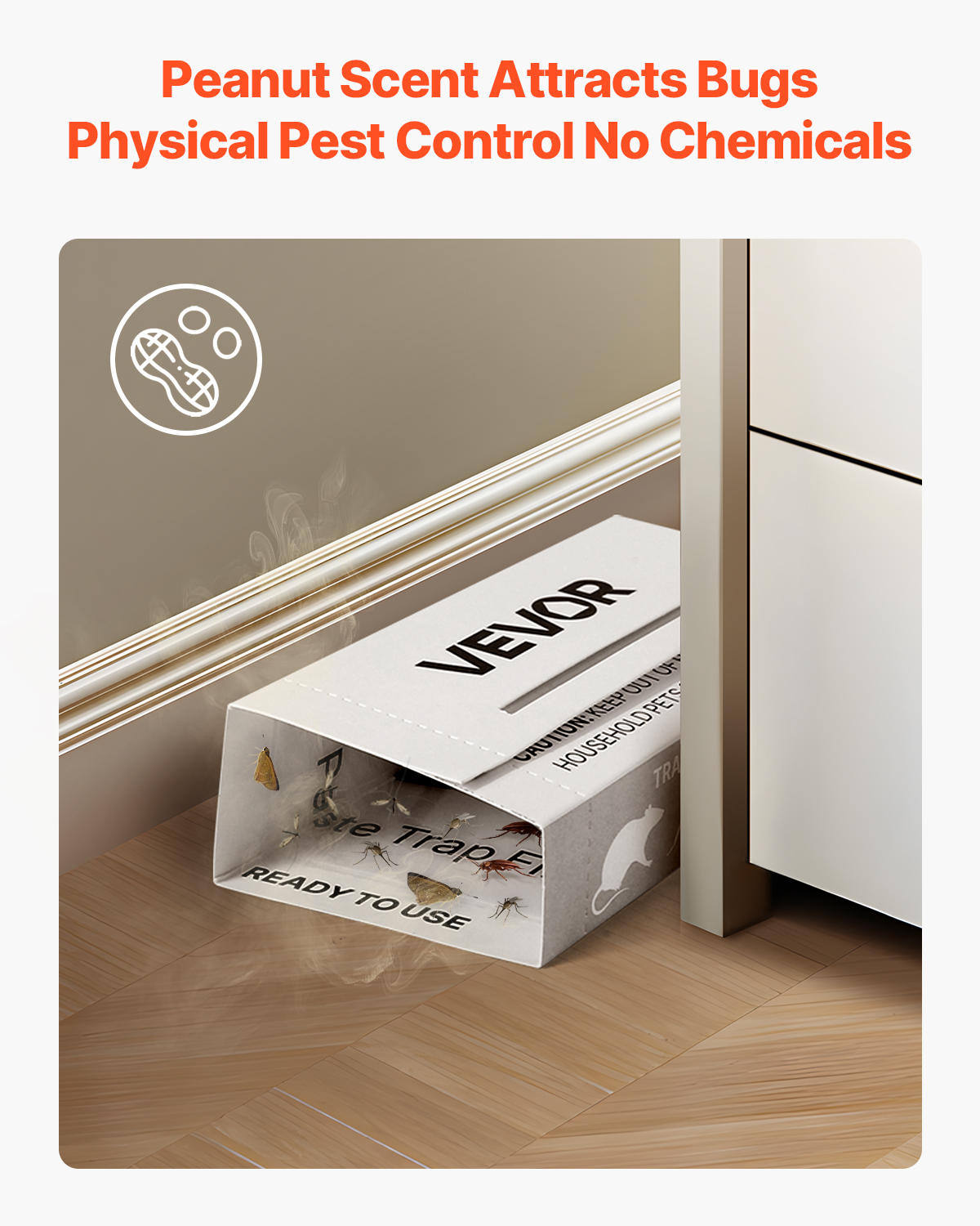 VEVOR Insect Glue Trap,36 Pack Glue Boards, Peanut Scent, Foldable Design Sticky Pest Control Adhesive Sticky Traps Indoor for Home, Ready to Use for Catching Bugs, Ants, Roaches, Spiders, Centipedes