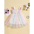 thumbnail image 2 of Toddler Girls Summer Sleeveless Dress, Colorful Butterfly Embroidery Tulle Patchwork A-Line Slip Dress, 2 of 9