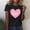Black, variant on Valentines Day Shirts Women Cute Heart Print Shirt Casual Valentines Top for Women Short Sleeve Love Letter Graphic Tees Tops Crewneck Pullover T-Shirts Size 2X 3X