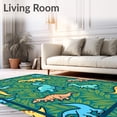 thumbnail image 2 of ODIKA 4'x6' Machine Washable Non-Slip Area Rug, Smiling Dinosaur Gathering with Lively Foliage and Playful Jungle Details High Traffic Rug with Pad, Blue, 723283, 2 of 8