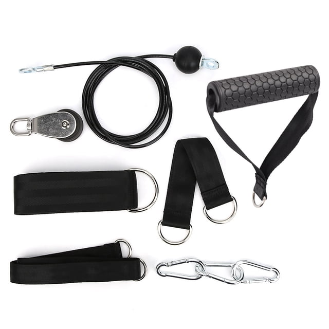 Kit de fitness DIY con polea, cuerda, fuerza para brazos, cable para tríceps con rueda, accesorio