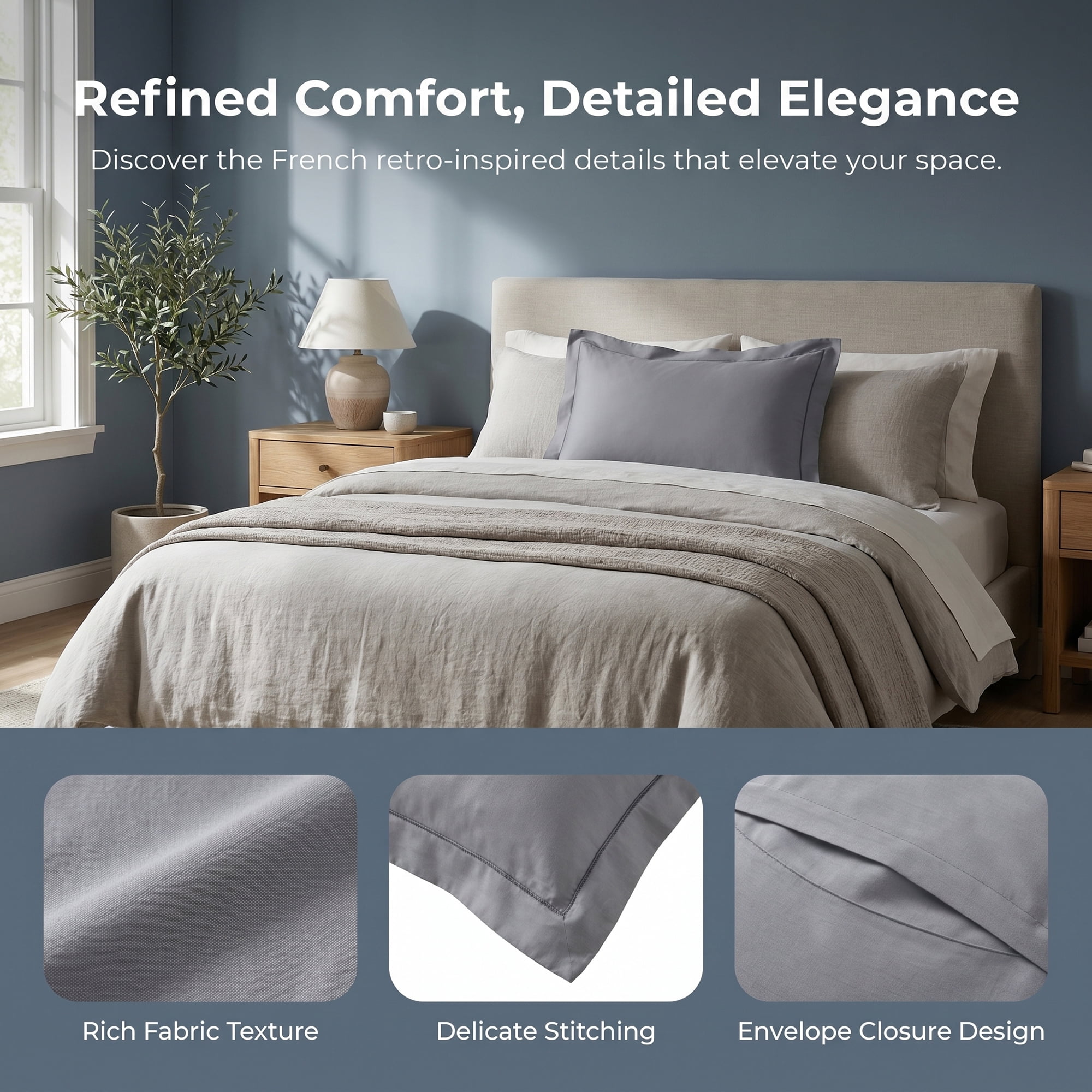 Unique Bargains 2 Pack Cotton Pillowcase Cooling Envelope Closure Bedding Queen Dark gray