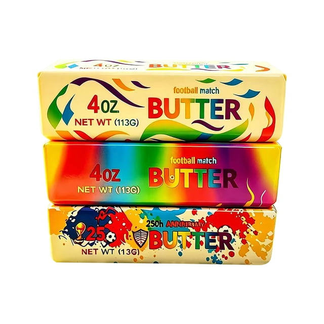 Butter Squishy, Butter Squishy Balls, Football Match Rainbow Butter Stick Squishy Cube,Sports Themed Slow Rising Fidget, Colorful Soccer Print Squeeze Stress Relief Cube, Random Style-Random 1pc