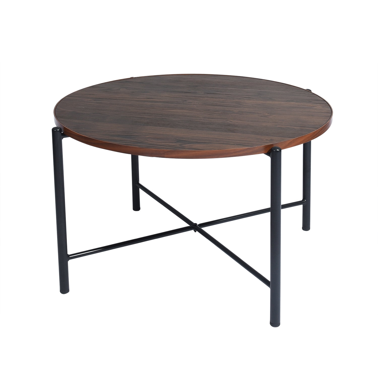 Kepooman Round Coffee Table, Rustic Wooden Surface Top & Sturdy Metal Legs Industrial Sofa Table for Living Room Modern Design Home Furniture Kepooman Round Coffee Table, Rustic Wooden Surface Top & Sturdy Metal Legs Industrial Sofa Table for Living Room Modern Design Home Furniture