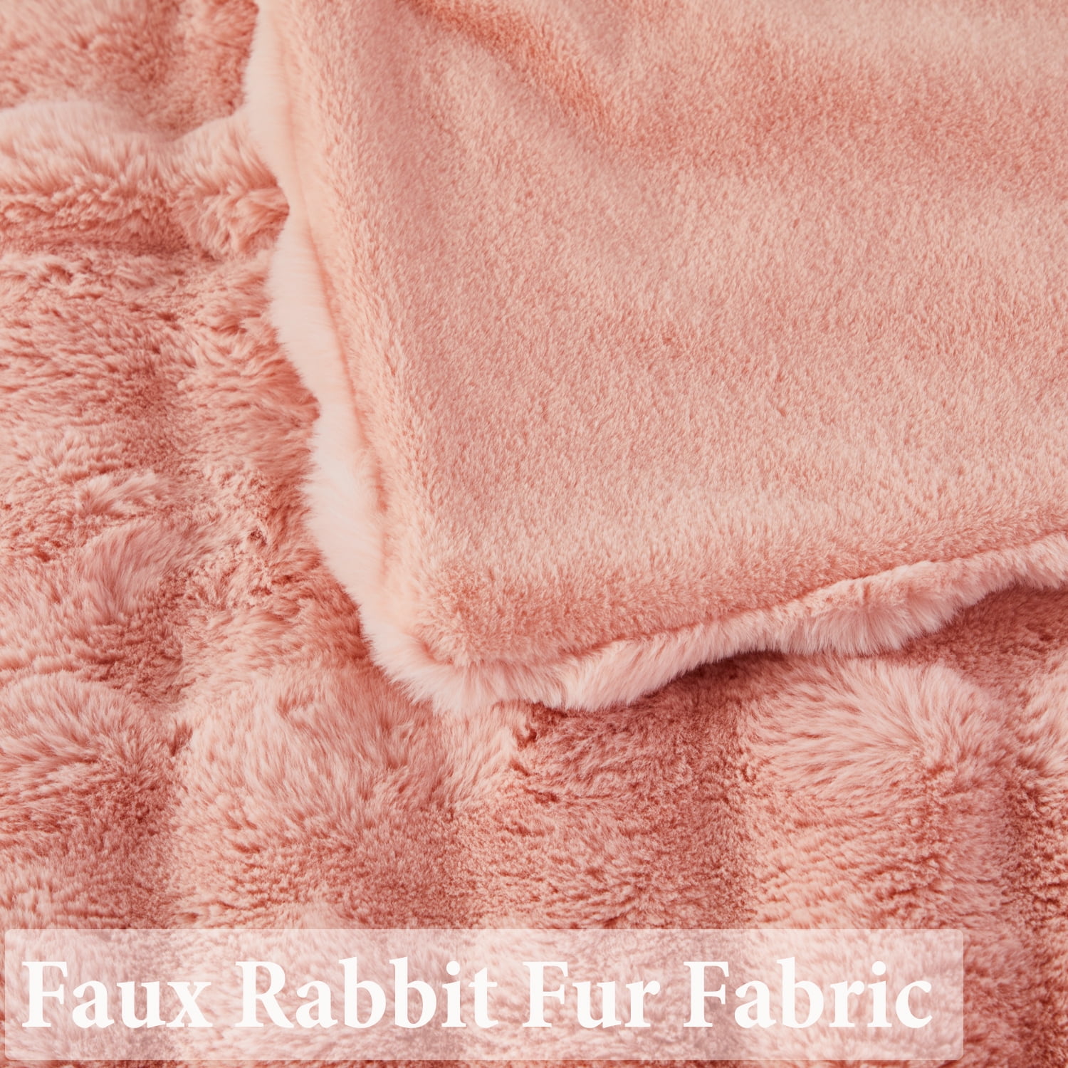 URBONUR Blush Pink Bubble Throw Blankets for Couch Chair Bed, Luxury Faux Fur Fluffy Throw Blanket,Warm Soft Thick Fuzzy Throw Blanket for Women Men 51×63 Inches