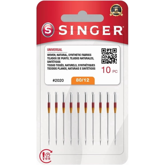 SINGER 10-Pack Universal 2020 Sewing Machine Needles, Size 80/12