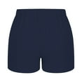 thumbnail image 4 of PUYAHG Women's 7" Linen Cotton Shorts Workout Gym Solid Color Comfortable Elastic Wide Leg Casual Shorts Drawstring High Waisted with Pocket Blue,L, 4 of 5