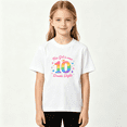 thumbnail image 2 of 10th Birthday Girls Graphic Tee, Cute Rainbow Double Digits Crown 100% Cotton Kids Short Sleeve T-Shirt, 2 of 5