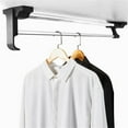 thumbnail image 4 of Hanger Rail Pull-Out Closet Rod Telescopic Wardrobe Pull Out Clothes Hanger Rail with Mounting Screws Top-mounted Black 11.81" Heavy Duty Retractable Quantity-1pcs, 4 of 7