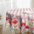 thumbnail image 2 of Mother''s Day Tablecloth Mothers Day Table Cloth Spring Floral Round Tablecloths Carnation Round Table Cloths 60 inch for Dining Room Outdoor Decor Pink Plaid Gifts for Mom, 2 of 8