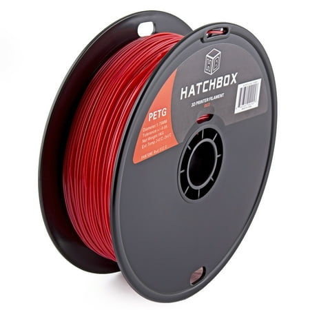 HATCHBOX 3D PETG-1KG1.75-RED PETG 3D Printer Filament, Dimensional Accuracy +/- 0.05 mm, 1 kg Spool, 1.75 mm, Red