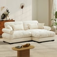 thumbnail image 3 of FFH Loveseat with Ottoman, 93.7" Oversized Cloud Sofa with Bolstered Armrests, L-Shaped Sectional Couch for Living Room (Velvet Beige, 2 Seater with 1 Ottoman), 3 of 11