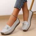 thumbnail image 5 of longantii Women's Genuine Leather Bow Wedge Loafers Comfortable Round Toe Slip On Driving Business Work Dress Shoes Lightweight Non-Slip Nurse Walking Flats Gray, 5 of 5