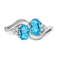 thumbnail image 5 of Solid 14k White Gold 6x4mm Oval Blue Topaz Diamond Engagement Ring Size 7.5 (.048 cttw.), 5 of 6
