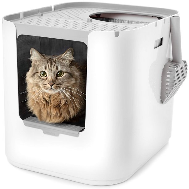 Bandeja higiénica Modkat XL extra grande para gatos con forros, color blanco