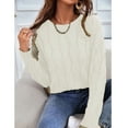 thumbnail image 5 of GJSYRH Womens Oversized Knit Pullover 2022 Women's Elegant Soft Crewneck Long Sleeve Hollow Knitted Pullover Sweater Tops for, 5 of 5