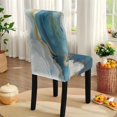 thumbnail image 5 of TSOVTHRID Blue Gold Marble Texture Print 7 Pcs Table Cover and Seat Slipcover Rectangle Tablecloth and Dining Chair Covers with Elastic Edge Furniture Decor for Home Kitchen, 5 of 6