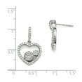 thumbnail image 2 of Sterling Silver & CZ Brilliant Embers Polished Heart Dangle Post Earrings, 2 of 2
