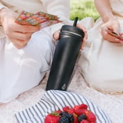 TAL 24oz Stainless Steel Rowan Tumbler with Silicone Straw, Black