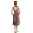 thumbnail image 4 of CHICTRY Kids Girls Modern Lyrical Dance Leotard Dress Hollow Back High-Low Hem Contemporary Dance Dress A Brown 10, 4 of 7