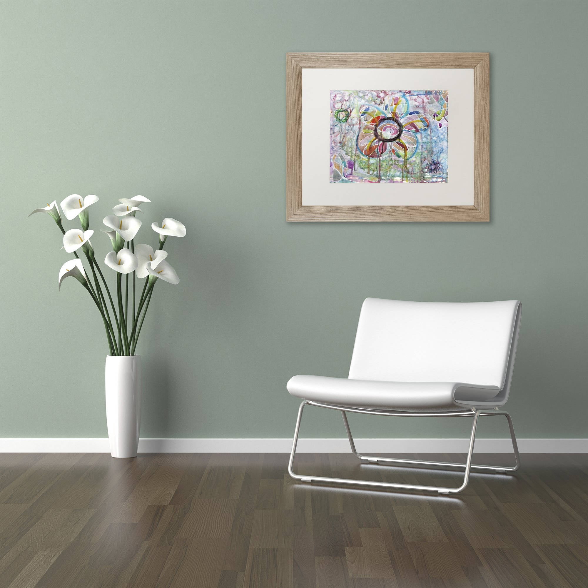 Trademark Fine Art "Introspective" Canvas Art by Lauren Moss White Matte, Birch Frame