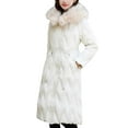 thumbnail image 3 of JGGSPWM Women's Quilted Lightweight Long Puffer Coat Big Furry Collar Jacket Thickened Warm Winter Coats Zip Up Baggy Down Outerwear White M, 3 of 5