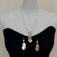 thumbnail image 3 of K-KED Freshwater White Pearl Chain Necklace Earrings Set Minimalist Facial&nbsp;Pendant, 3 of 9