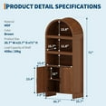 thumbnail image 4 of Home 71" Tall Bookshelf Arched Cabinet, 5-Tier Arched Bookcase with Mid Century Doors, Wooden Storage Cabinet with Open Display Shelves and Adjustable Shelf for Office Dining Living Room, 4 of 8