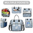thumbnail image 2 of OBREWU Blue Pioneer Flower Women's Insulated Leakproof Large Lunch Bag, Oxford Cloth, 2 of 7