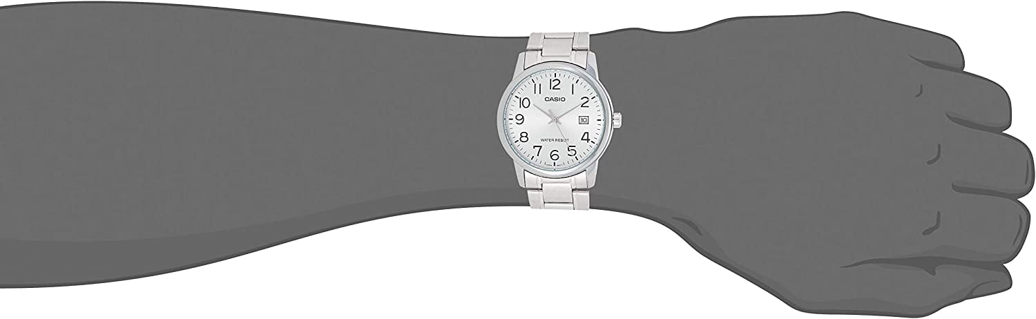Casio Mens Standard Stainless Steel Silver Dial Analog Quartz Watch MTP-V002D-7B