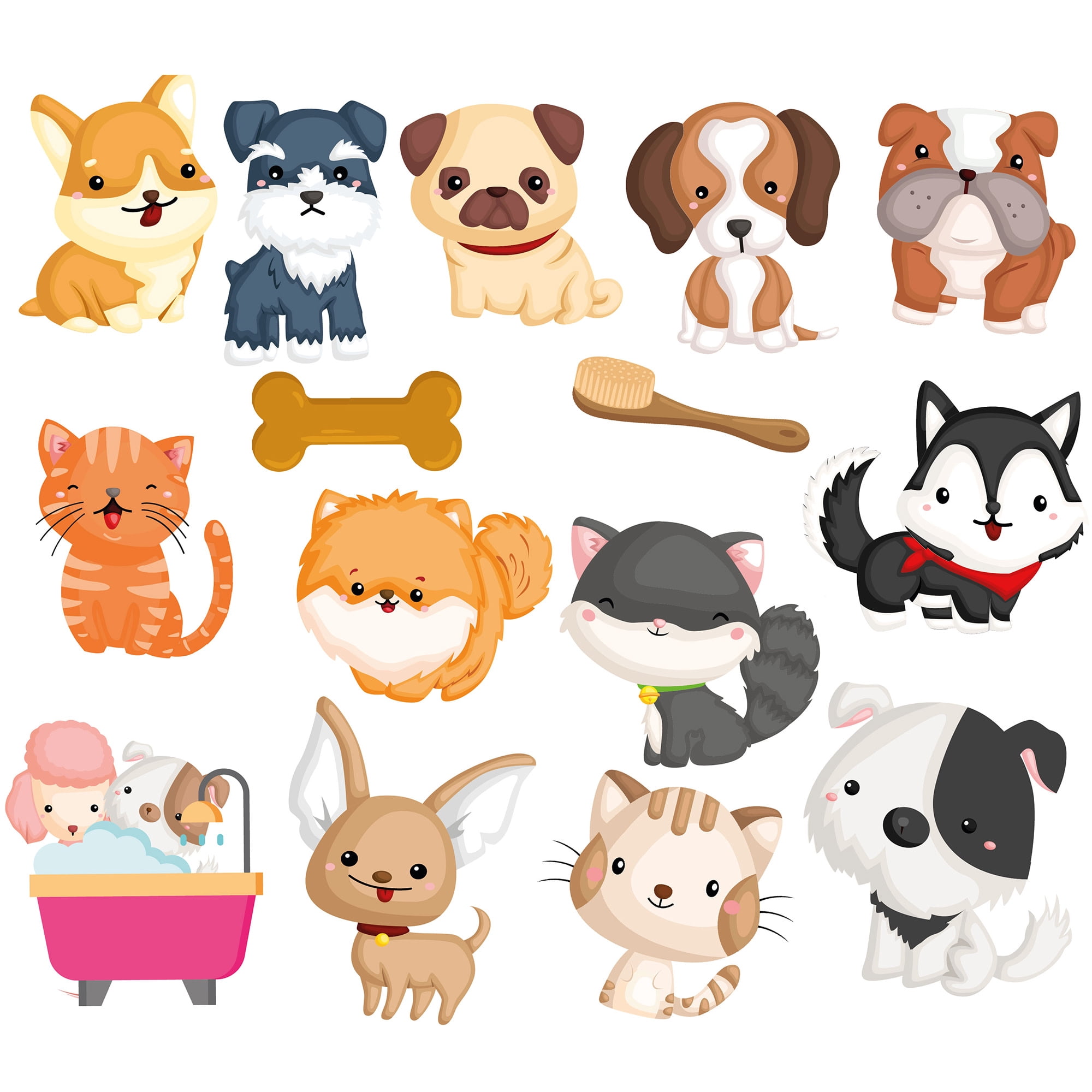 Buddy & Barney: Bath Time Stickers - Muddy Paws - 15 Color-Changing Foam Pieces, Dog & Cat Characters, Suction Cup Mesh Bag, Water Play Toy, Kids 3+