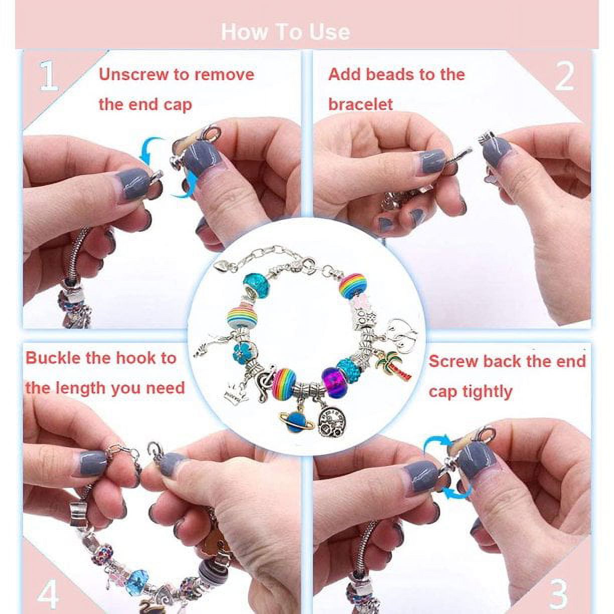 Charm Bracelet Making Kit for Girls, Kids' Jewelry Making Kits Jewelry Making Charms Bracelet Making Set with Bracelet Beads, Jewelry Charms and DIY Crafts with Gift Box 93 Pieces - image 5 of 5