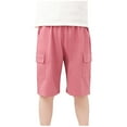 thumbnail image 2 of Ovbmpzd Pink Toddler Shorts Cotton Cargo Elastic Waist Solid Pockets Capris Pants for Girls 10 Years, 2 of 7