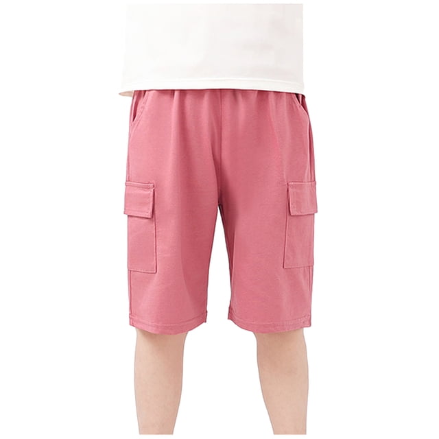 Odeerbi 4-12 Años Niños Niñas Bermudas de Algodón Verano Pantalones Cortos Deportivos Color Sólido Bonitos Pantalones Cortos
