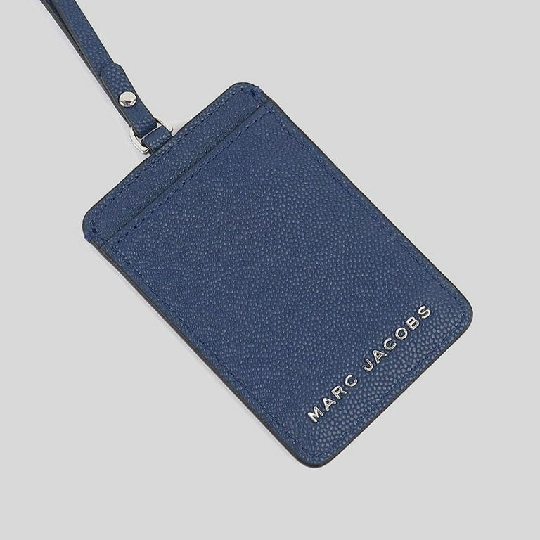 Marc Jacobs Logo Leather Lanyard ID Card Case Wallet Azure