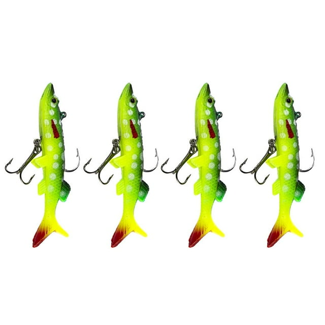 S SERENABLE 4Pcs Soft Lead Fishing Lures Sinking Swimbaits T Tail Casting Lures 8cm 031