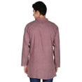 thumbnail image 3 of Cotton Men's Embroidered Short Kurta Shirt India Clothes (Maroon, 3XL), 3 of 4
