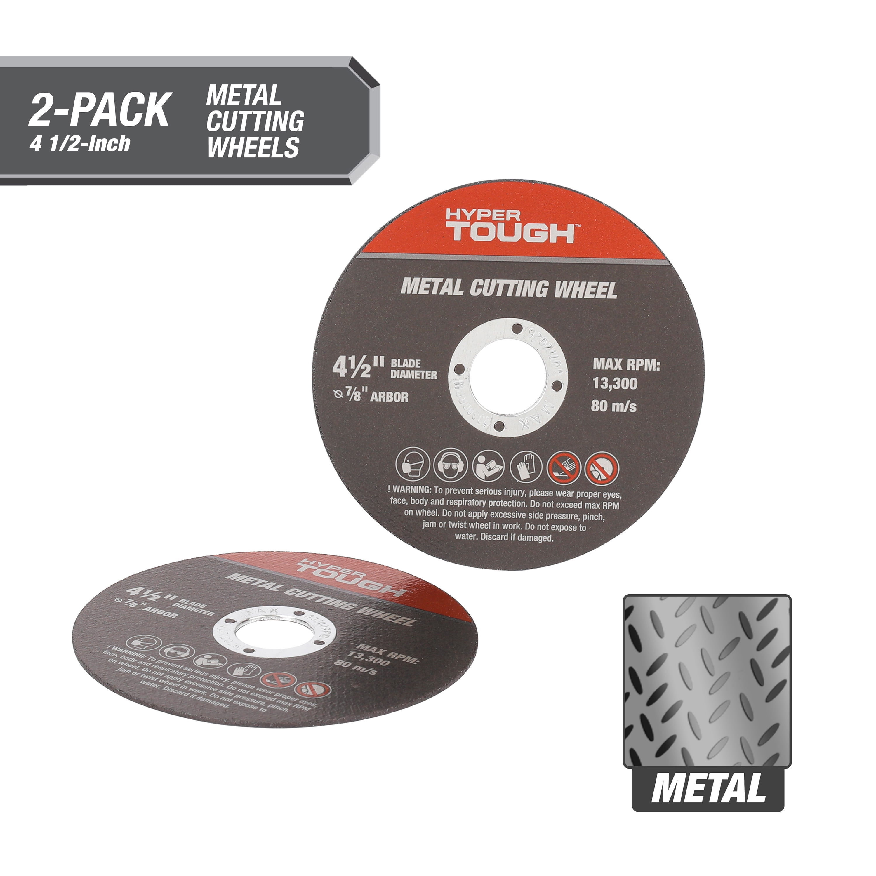 (3 pack) Hyper Tough 2-Pack Aluminum Oxide Metal Cutting Wheels, 43177