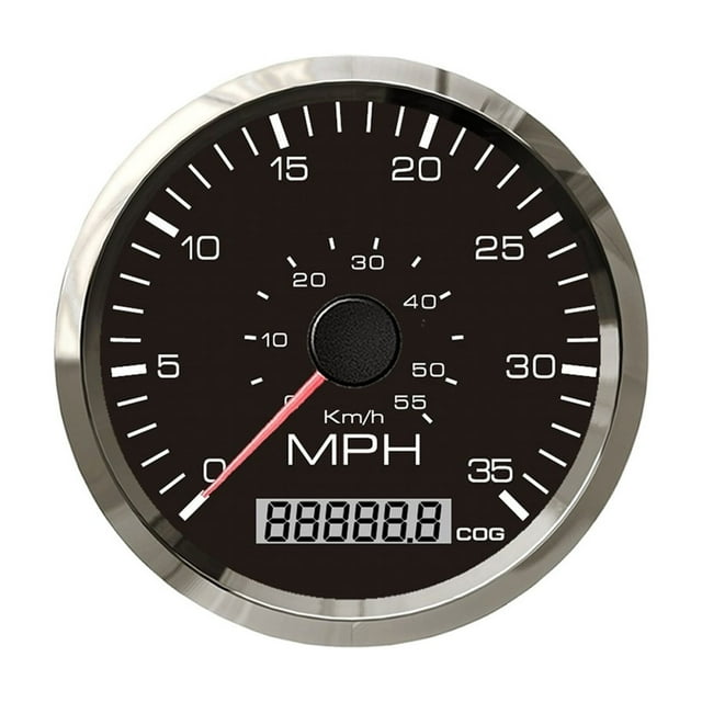 Universal 35 MPH 60 MPH 80 MPH GPS Compteur de Vitesse Direction Numérique 85mm Style Britannique Rétroéclairage Rouge Jaune pour Voiture Bateau, Compatibilité Universelle
