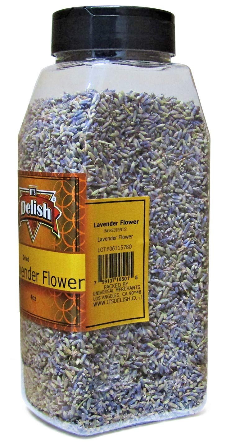 Premium Dried Lavender Flowers Herb Buds by Its Delish - 4 OZ Large Jar - 100% Natural Purple Flower Buds - Food Grade Prefect for Tea, Lemonade, Cooking, & Dcor Baking
