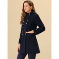 thumbnail image 3 of Abrigo largo de invierno con capucha y cuello alto para mujer Allegra K Azul marino S, 3 of 5