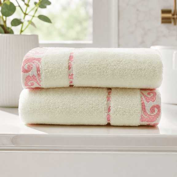 Pink Soft And Highly Absorbent Bath Towel Set Made From Quality Cotton For Daily Use At Home Gym Or Travel