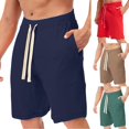 thumbnail image 1 of Mens Workout Shorts Casual Athletic Beach Shorts Solid Drawstring with Pockets Navy M, 1 of 8