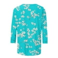 thumbnail image 4 of CYMMPU Business Work Blouses Dressy Tunic Tops Summer Fall Casual Shirts Floral Printed 3/4 Length Sleeve Crewneck Basic Tees 2025 Clothes for Women Multicolor XL, 4 of 5